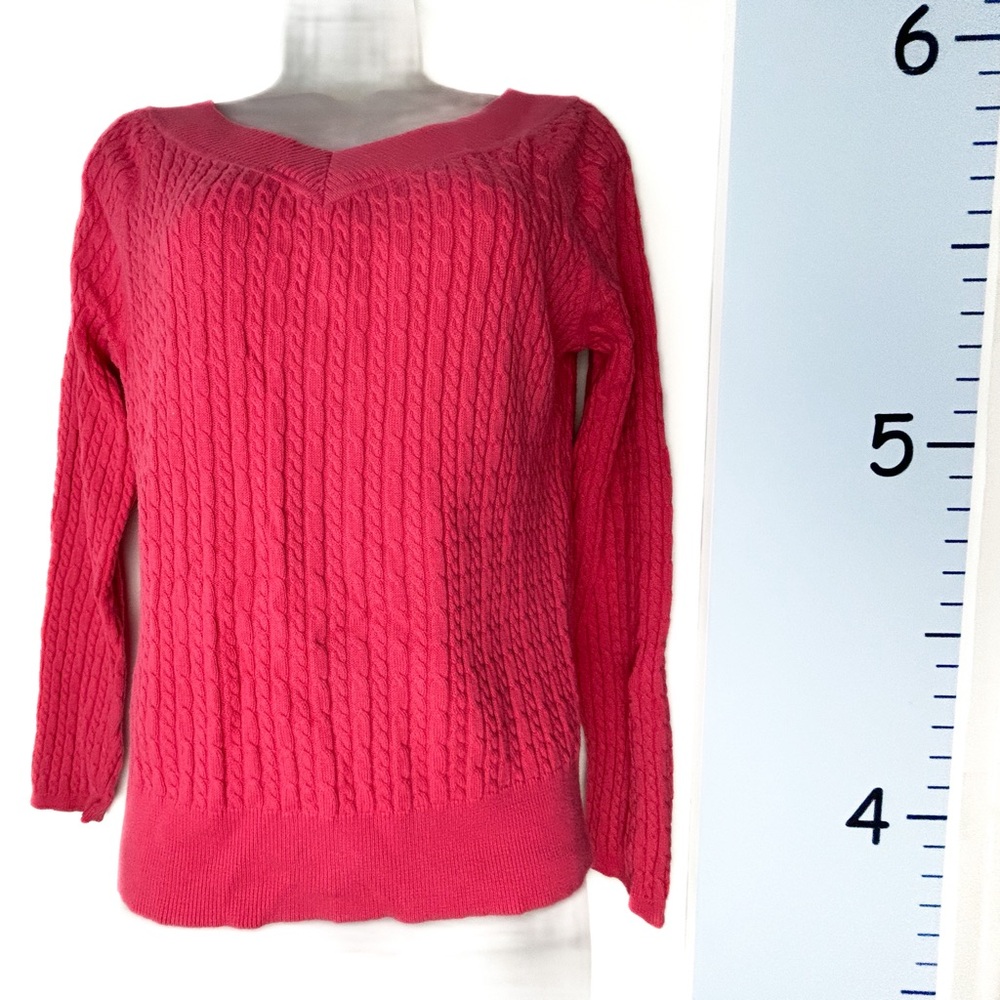 Talbots Barbiecore Pink Ribbed Sweater Small